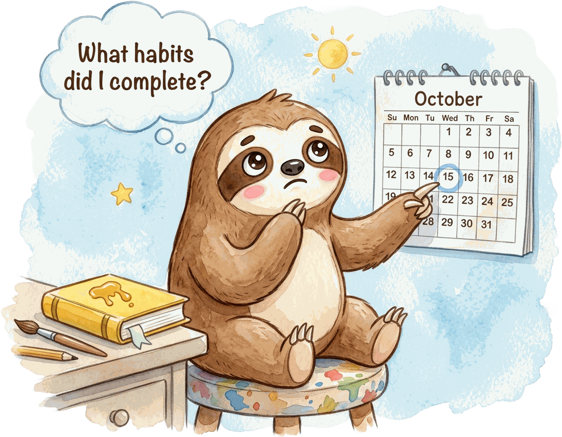 A sloth marking off a calendar