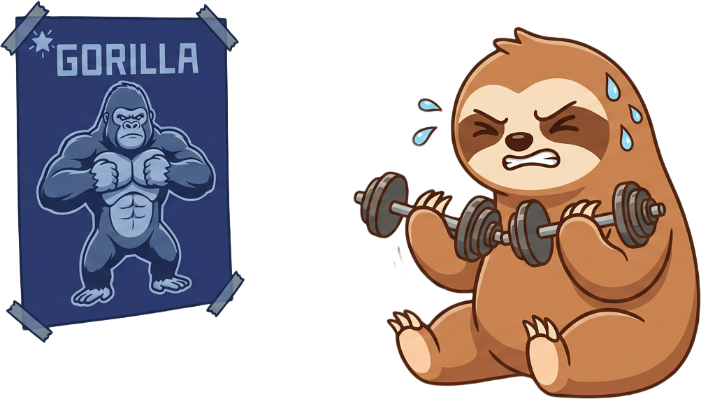 A sloth lifting weights